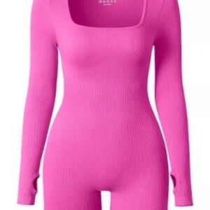 OQQ Long sleeve Romper shape wear bodysuit / workout outfit - body smoother